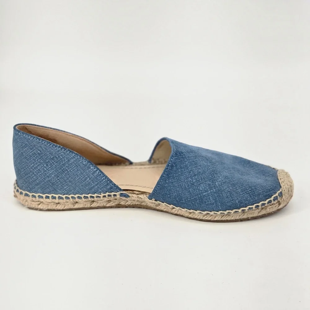 Jimmy Choo Dreya Denim d'Orsay Espadrille Flats Women's Size 38.5 US 8 Spain